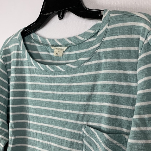 Caslon Stripe Scoop Neck Top Casual Long Sleeve Front Pocket Size XL Blue NEW - Picture 4 of 5